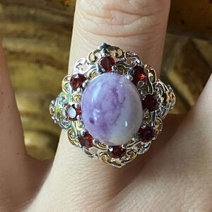 Rare Tiffany Stone Red Garnet Sterling Silver Cocktail Ring Size 7